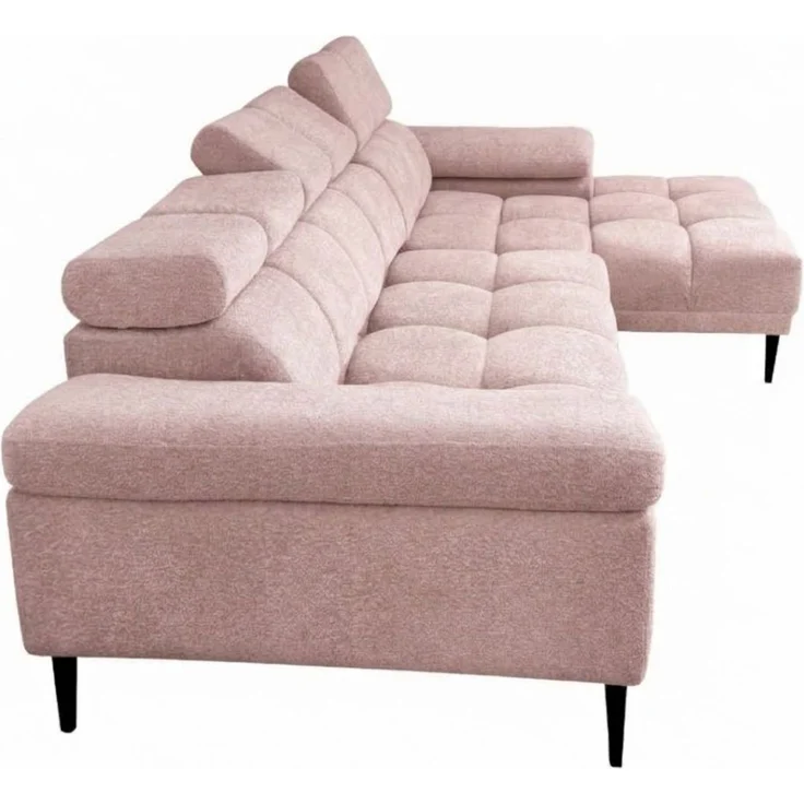 Ecksofa Schlafsofa SENVELIO RELAX in Stoff Glam Altrosa Ottomane Rechts – Bild 5
