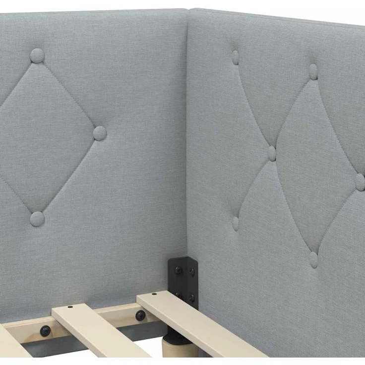 vidaXL Eckbettgestell mit Matratze Hellgrau 80 x 200 cm Stoff 3394029 – Bild 9