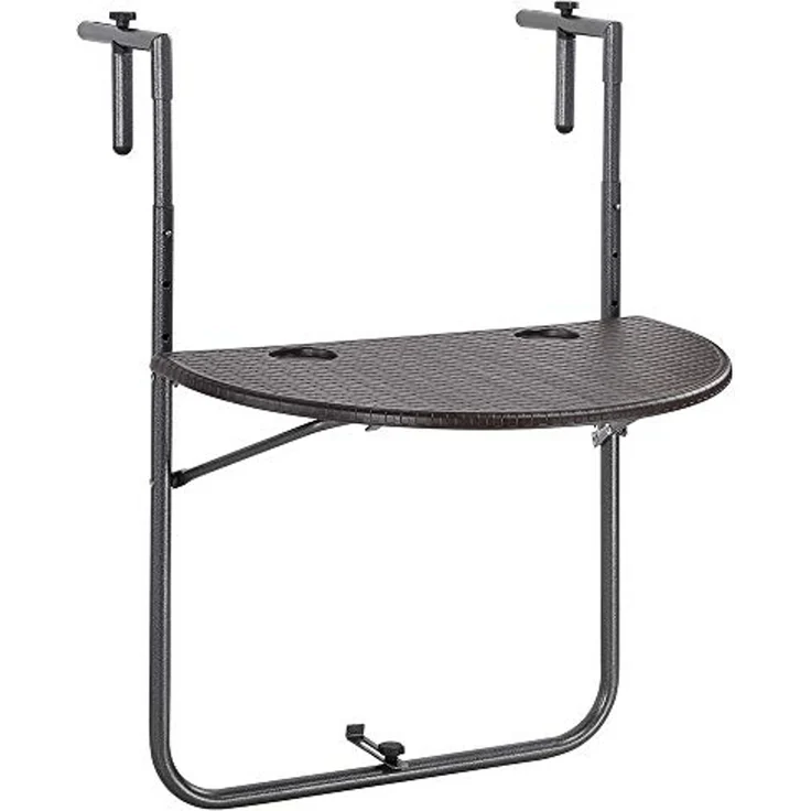BAKAJI Tisch für den Außenbereich, Balkon, zusammenklappbar, Metall und Polyrattan, Braun, Standard – Bild 3