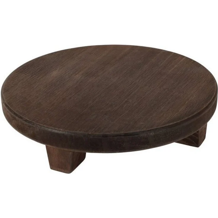Spetebo Blumenhocker Holz Blumenteller braun rund - Ø 22 cm / klein (Packung, 1 St, Dekoteller), Pflanzenhocker mit 4 Füßen – Bild 1