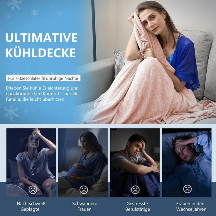 Elegear Sommerbettdecke Kühldecke doppelseitig Q-max 0.5, Sommerdecke kühldecken zum schlafen, kühlende Decke, Sofadecke für Sommer Arc-Chill 3.0 Polyester – Bild 4