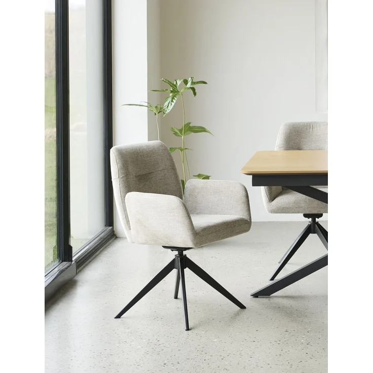 Armlehnstuhl >ROXANA< drehbar, Wipp-Relax-Funktion, Sand, Stoff-Brego - 57,5x88x62cm (BxHxT) – Bild 2