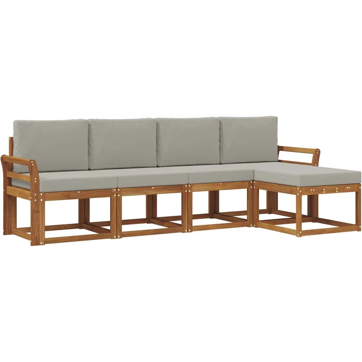 vidaXL Outdoor-Sofagarnitur 5 Stk. Natürlich und Hellgrau 3366254 – Bild 2