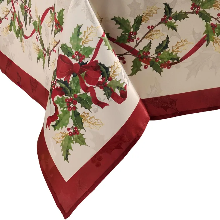 Elrene Home Fashions Villeroy & Boch Winter-Tischdecke mit Schleifen und Girlande, 152,4x259,1 cm, rechteckig