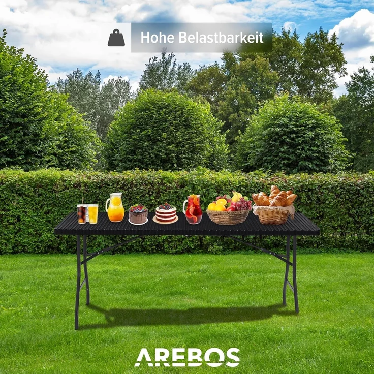 Arebos Klapptisch Partytisch, Gartentisch für Garten, Terrasse und Balkon (Set, 1-St, 1 Tisch) – Bild 6