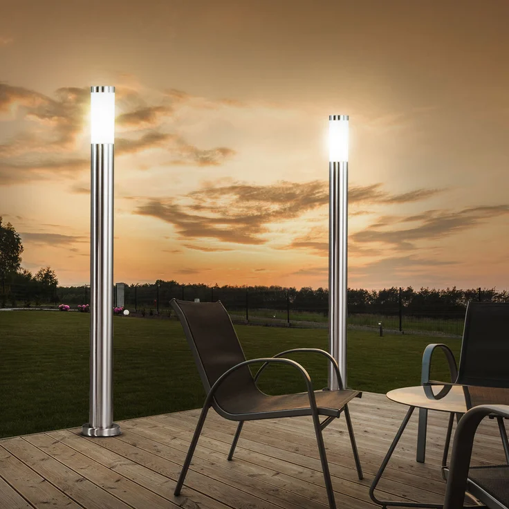 2x Stehleuchte, Edelstahl, silber, IP44, Höhe 110 cm – Bild 7