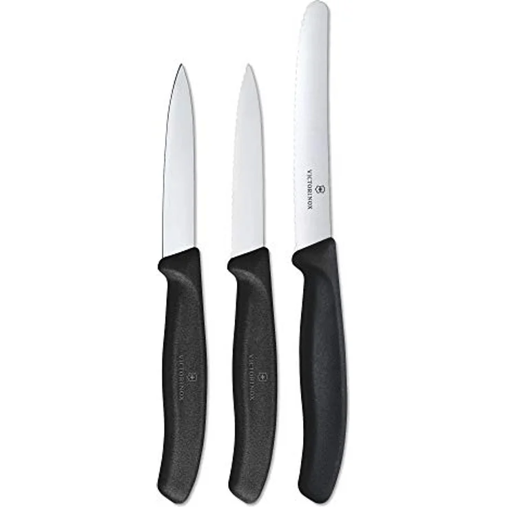 Victorinox Swiss Classic Gemüsemesser-Set, 3-teilig, gerader Schliff, Extra Scharf, Robuster Kunststoffgriff, schwarz – Bild 2