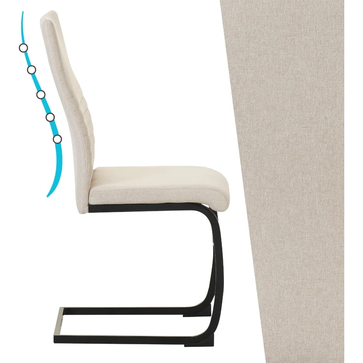 ALBATROS Freischwinger Stuhl TURANO 4er Set, Beige- Esszimmerstuhl Schwingstuhl mit Modernem Design, Stoff-Bezug, Dicke Polsterung - Küchenstuhl, Polster-Stuhl Esszimmer, Esstisch Stuhl – Bild 6