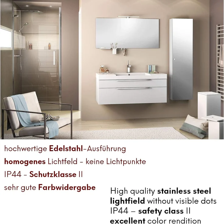 kalb LED Spiegelleuchte LED Badleuchte Badlampe Spiegellampe 230V warmweiss neutralweiss 300mm, warmweiß – Bild 3