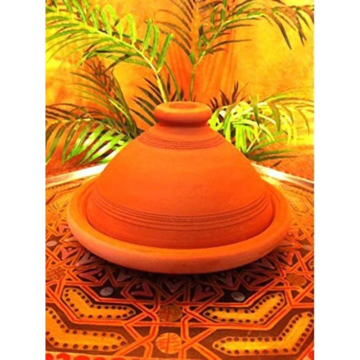 Marrakesch Orient & Mediterran Interior Dampfgartopf 2er Set Marokkanische Tajine Tuareg mit Minztee modern aus Ton 26 cm, Lehm (2-tlg), Handarbeit – Bild 4