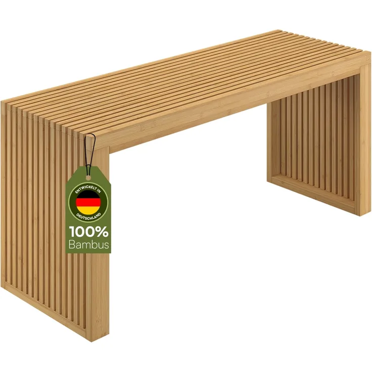 Bellamio 'Sava' Sitzbank, Bambus, natur, Holzbank ohne Lehne, 45x33x100 cm, bis 250 kg belastbar