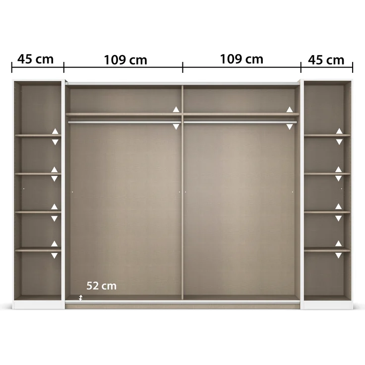 rauch Kleiderschrank, Dreh- und Schwebetürenschrank KRONACH, 4-türig, 2 Spiegeltüren teilaufgelegt, Alpinweiß, 311 x 210 x 59 cm – Bild 6