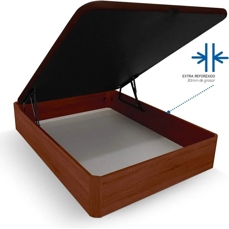 DUÉRMETE ONLINE - Packung viskoelastische Matratze Bio Nature Dicke 24 cm + Klappbett aus Holz, große Kapazität | Farbe Kirschrot 135x190 – Bild 5