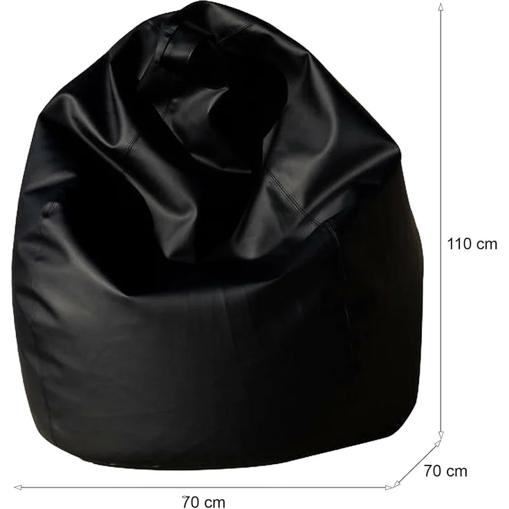 Talamo Italia - Sitzsack, einfarbig, schwarz, Maße 80 x 120 x 80 cm – Bild 2