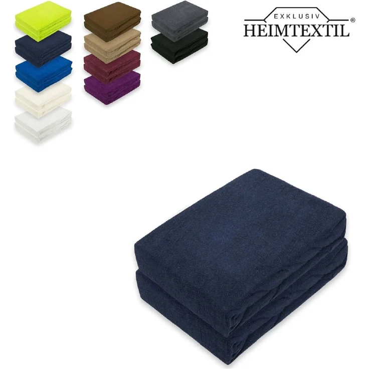 Doppelpack Marke Frottee Spannbettlaken Navyblau 90 x 200 cm – Bild 1