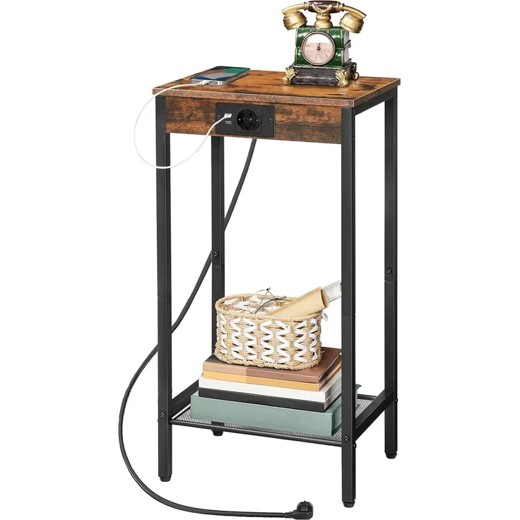 Hoobro BEISTELLTISCH Braun mit Ladestation (H 73 x T 38 x B 28 cm) – Bild 9