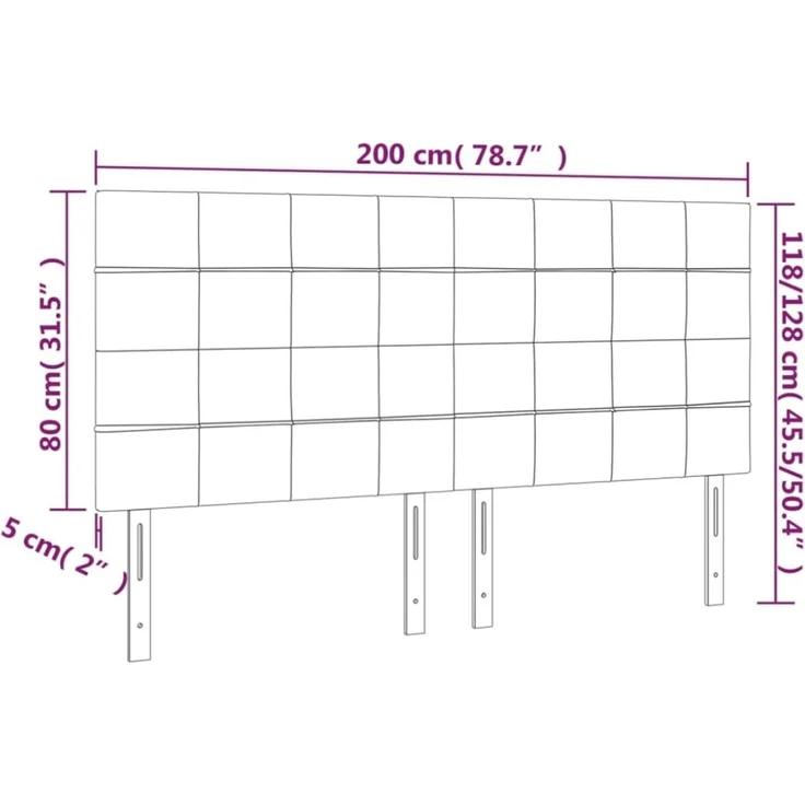 vidaXL Kopfteile 4 Stk. Schwarz 100x5x78/88 cm Stoff 3116356 – Bild 6