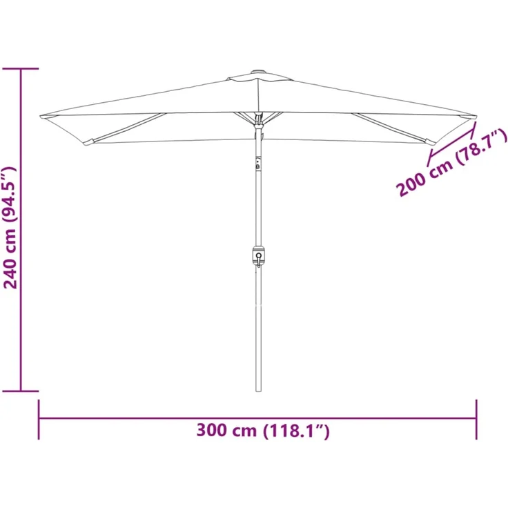 vidaXL Sonnenschirm 200x300 cm Sandweiß Rechteckig 40772 – Bild 7