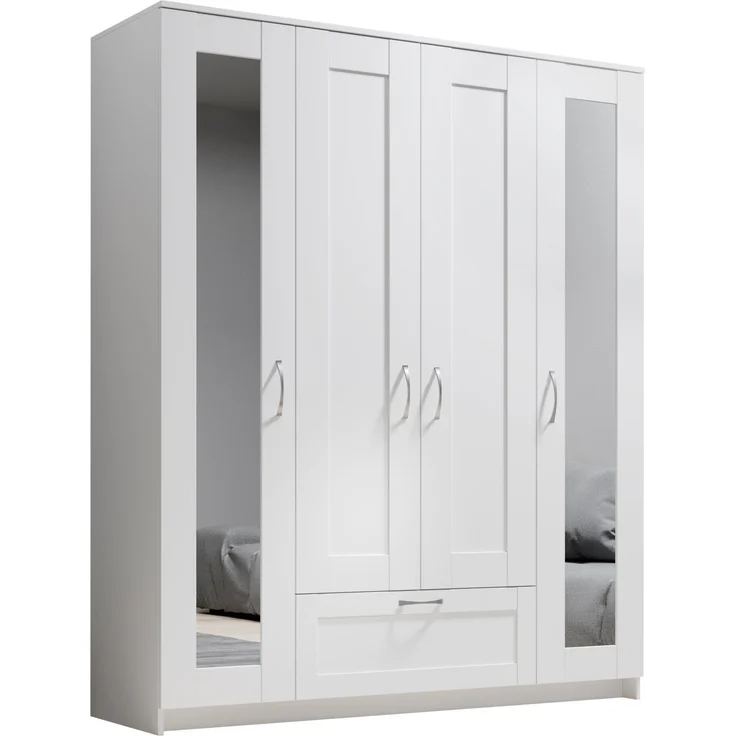 Kleiderschrank >Lepini< in Weiß, Dekorfolie - 156x191x50cm (BxHxT) – Bild 1