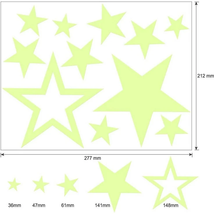 MOPUEA Wandsticker Glühende Wandaufkleber 437 Stück mit leuchtenden Sternen (Wandaufkleber Set leuchtende Sterne Mond Nacht Himmel, Set mit Mond Sternen und leuchtenden Punkten für Wanddeko), Leuchtet im Dunkeln selbstklebend einfach anzubringen