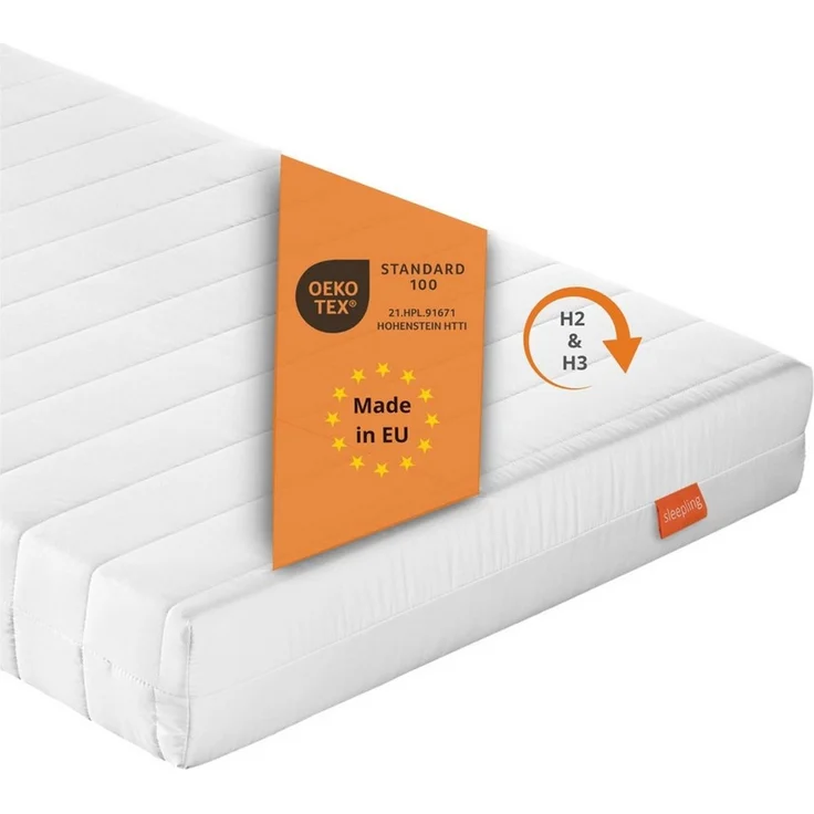 Kaltschaummatratze mit 7-Zonen und zwei unterschiedlich festen Liegeseiten, sleepling, beidseitig nutzbar (H2/H3), ergonomisch optimiert & atmungsaktiv – Bild 1