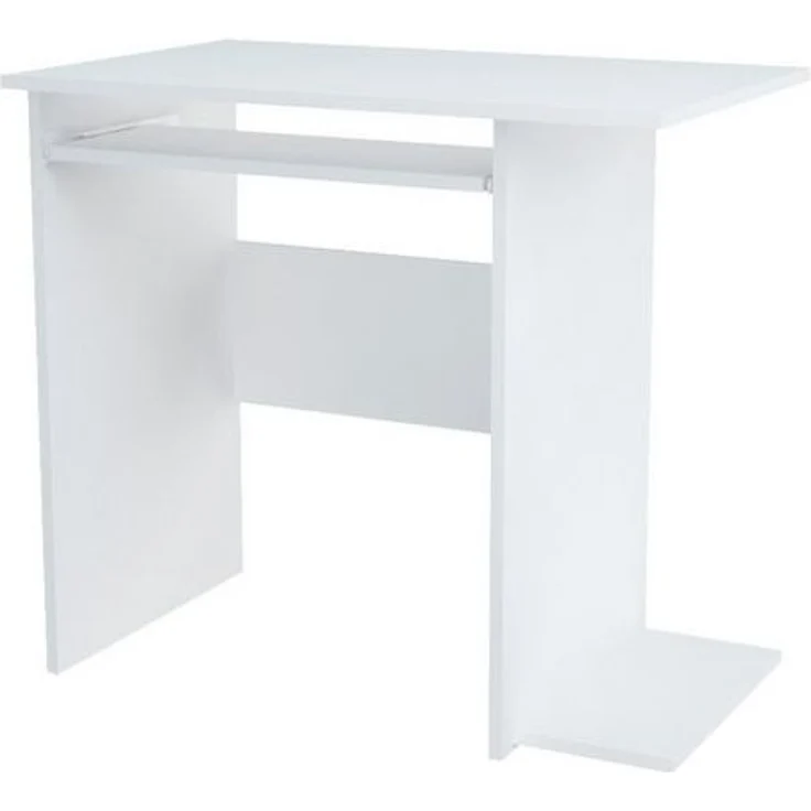 Home Collective Schreibtisch mit Regalen – 74 x 80 x 50 cm stabil Computertisch (Matte Oberfläche Schreibtisch – Aus laminierter Platte gefertigt), mit Metallrollenführungen mit Auszugssperre, Weiß – Bild 3