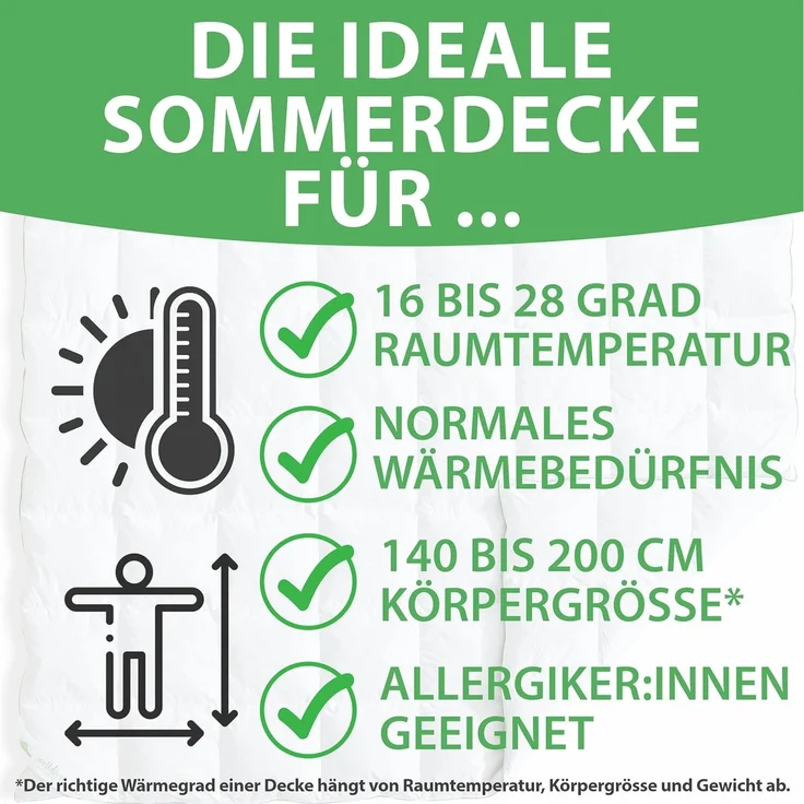 Welldora Komfort Bettdecke 220x240 Sommer | 100% Extraweiche Federn & Daunen | Fachärztlich geprüft, Oeko-Tex, Allergiker | Zertifiziert für Tierwohl | Dünne leichte Sommerdecke Daunendecke 220x240 – Bild 6