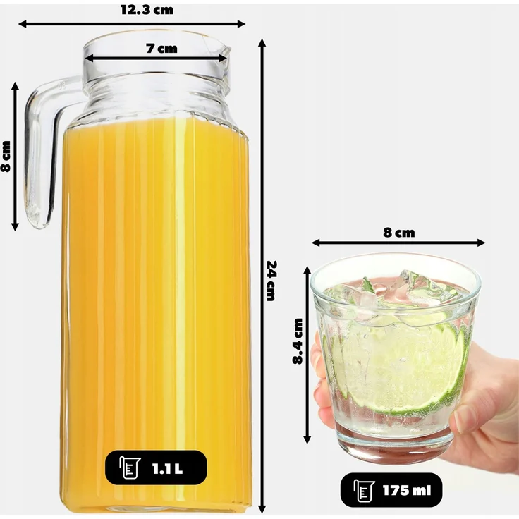 KADAX Krug 1,1 l + 6 Gläser 175 ml für Wassersaft – Bild 3