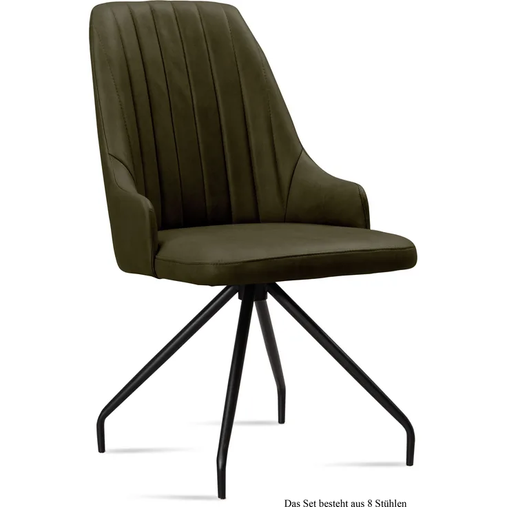 Esszimmerstuhl (8er-Set) Dilara 52x91x60 Schwarz/Khaki