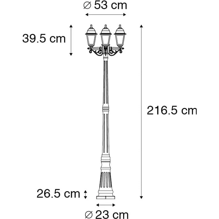 Qazqa Außen-Stehlampe New haven, ohne Leuchtmittel, E27, Gold/Messing, Klassisch / Antik, Kunststoff, 3-flammig – Bild 2