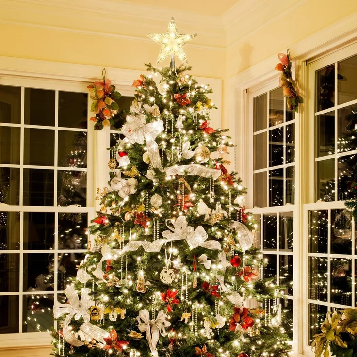 SALCAR 2m Lichterkette Weihnachtsbaum mit Ring und Sternspitze, 280er LED Tannenbaum Beleuchtung Innen, 8 Stränge Überwurf Lichterkette, Warmweiß – Bild 4