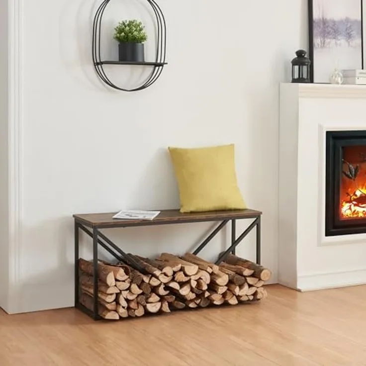 Kaminholzregal Vaasa mit Sitzfläche 100x30x50cm [en. casa]