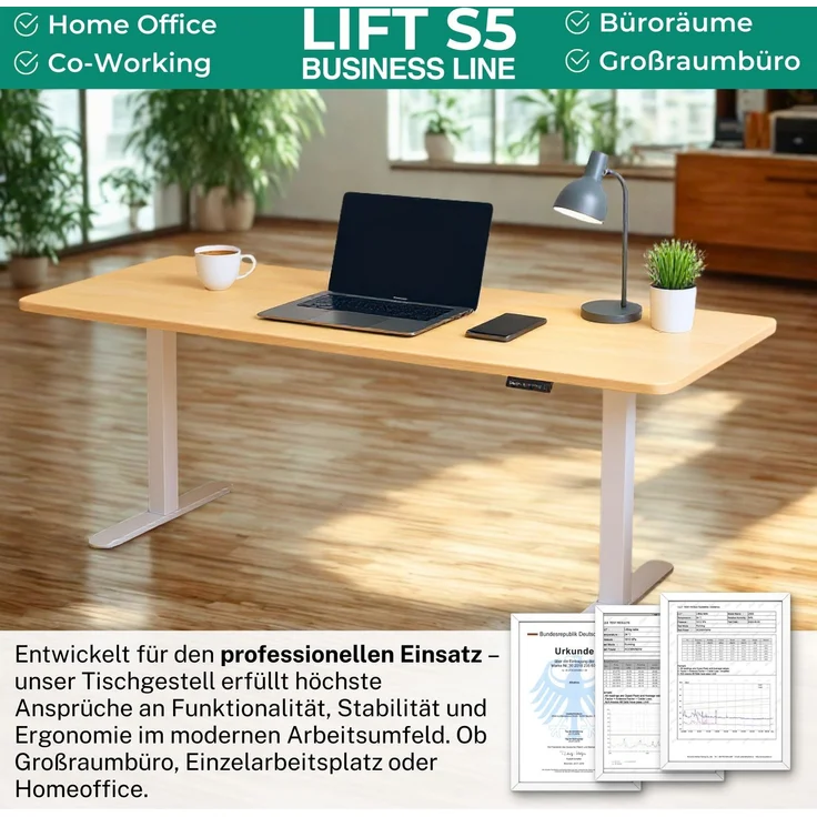Albatros höhenverstellbares Schreibtisch Tischgestell elektrisch | LIFT S5 Weiß | Gestell, Tischbeine, Tischfüße Metall | Display | 120Kg belastbar – Bild 5