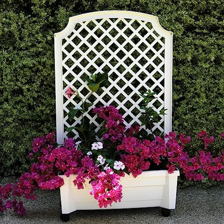 NYVI Blumenkasten Pflanzkasten NYVIGreen 79x35x134 cm 42L Bewässerungssystem & Spalier (1 St), Pflanzkübel aus wetterfestem & recyceltem Kunststoff, Steckmontage – Bild 2