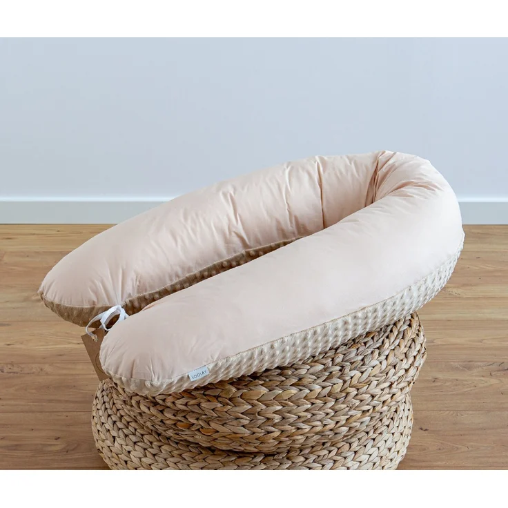 Loolay Seitenschläferkissen BEIGE Baumwolle/ MINKY Schwangerschaftskissen Stillkissen M/L o. L/XL, WEICH oder EPS Kügelchen Füllung, 170 oder 190 cm SIZE-Standard, Stillkissen + Kissenbezug abnehmbar mit Reißverschluss!, LOOLAY® 100% Europäische Stoffe... – Bild 1