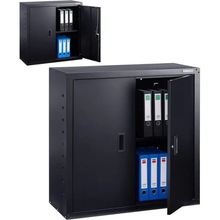 Arebos Aktenschrank Büroschrank Lagerschrank Materialschrank 90x90x40cm