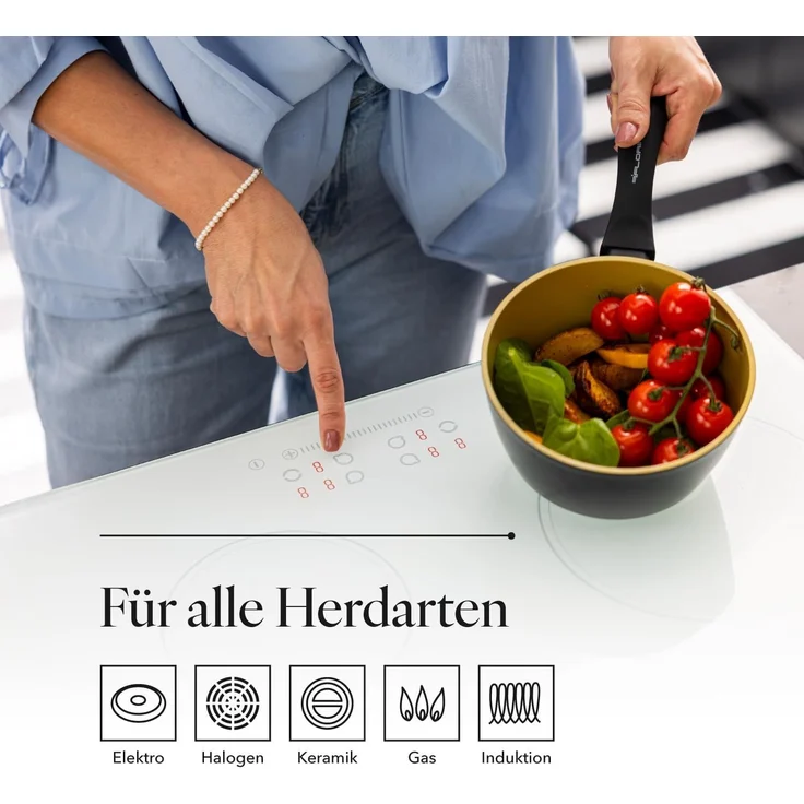 FLORINA AMVEGAN Aluminium Kasserolle 16 cm I 1,1L I Hohe Haltbarkeit I Olivenöl-Keramikbeschichtung I Einfaches Kochen & Spülen I Für alle Herdarten I Originales Design – Bild 4