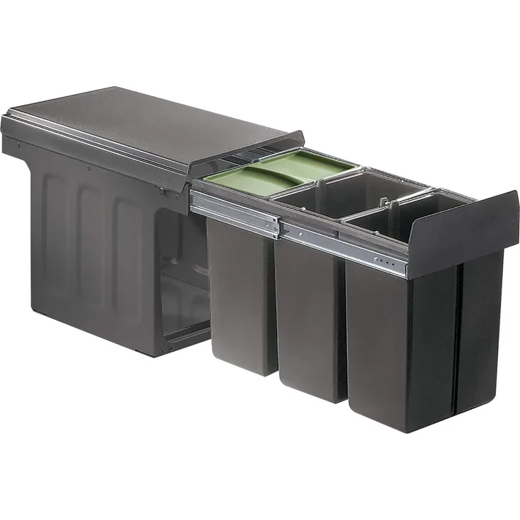 WESCO Profiline BIO TRIO 30DT Abfallsorter (3x8 Liter) Oriongrau ab 30 cm Schrankbreite