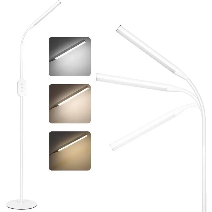 Nettlife LED Stehlampe Schwarz Dimmbar Wohnzimmer LED Stehleuchte 360° verstellbare Hals, Speicherfunktion und Timer,flimmerfrei und blendfrei, Memory Funktion, LED fest integriert, Dimmschalter, Geeignet für Wohnzimmer, Schlafzimmer, Arbeitszimmer, Büro