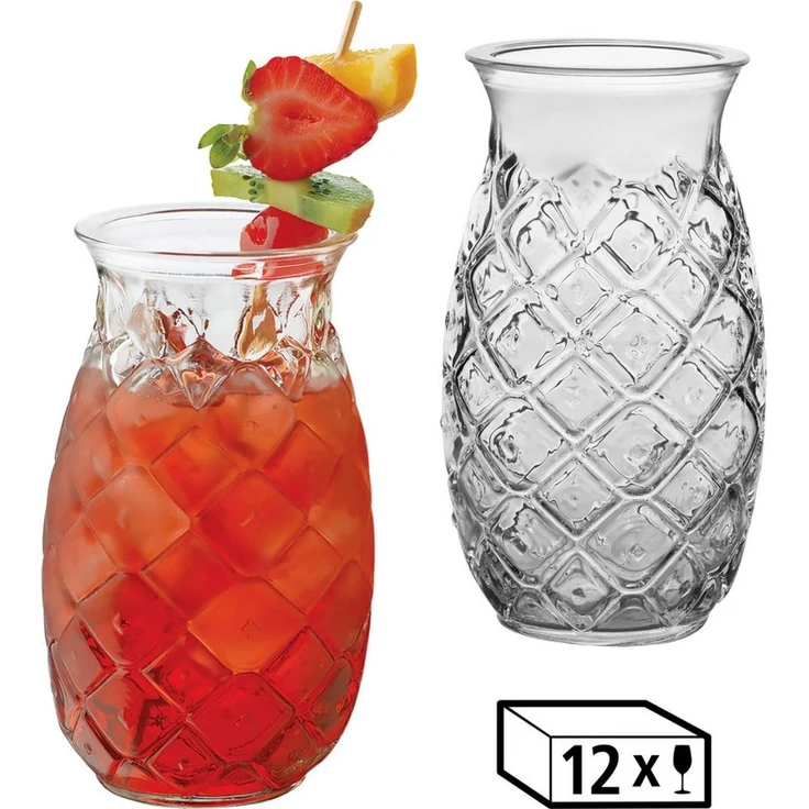 LIBBEY Cocktailglas Libbey Trinkglas, 12er Set -TIKI- im Ananas-Design, 12-tlg, Glas, 502 ml, hochwertig verarbeitet, im modernen Design – Bild 1