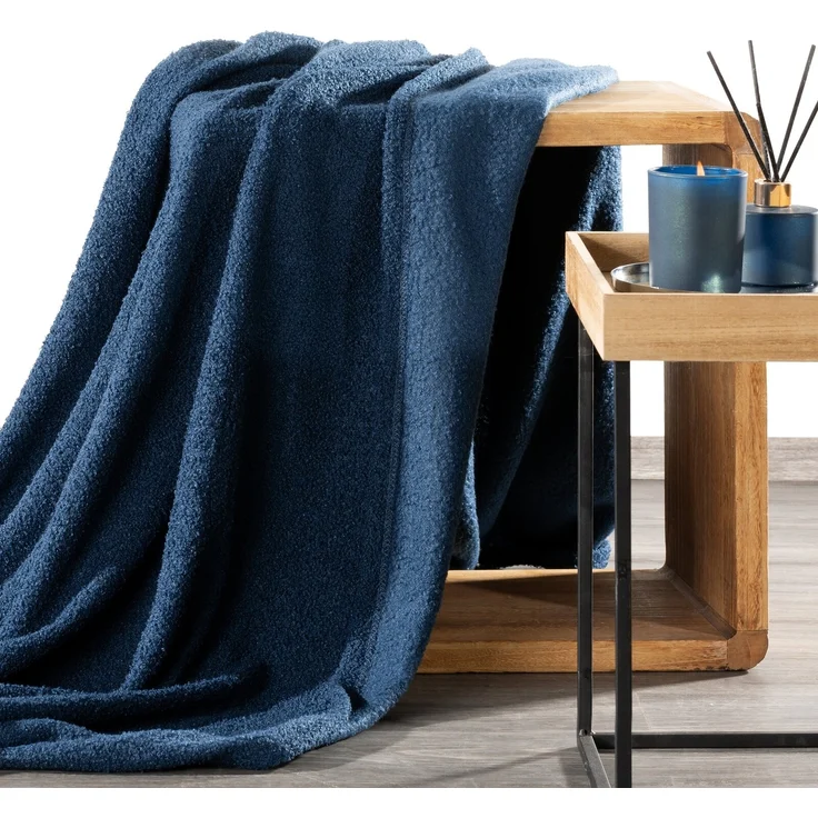 Sofadecke BOUCLE dunkelblau 220x200 cm marine – Bild 2