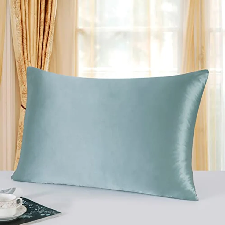 townssilk Kissenbezug, 100 % 19-Momme-Seide, beidseitig, 50 x 75 cm, mit verstecktem Reißverschluss, aquagrün, hypoallergen, OEKO-TEX-zertifiziert – Bild 1