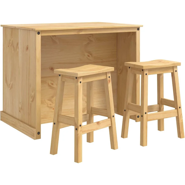 vidaXL Kücheninsel Set mit Regal 3 pcs Honigwachs Massiv-Kiefer 3425394 – Bild 2