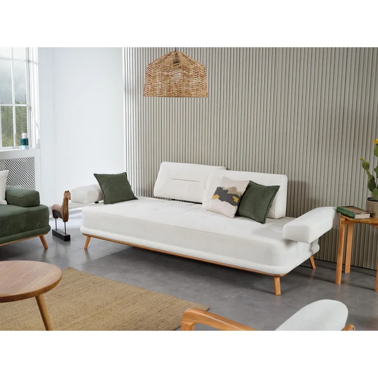 Sitzgruppe/Sofa Set - Wohnzimmergarnitur "Piva" 3+3+1+1-Weiß/Weiß – Bild 3