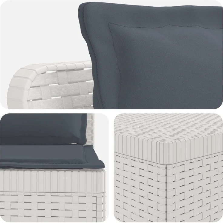 vidaXL 5-Sitzer Gartensofa mit Kissen Rattan-Look PP Weiß 3443917 – Bild 7