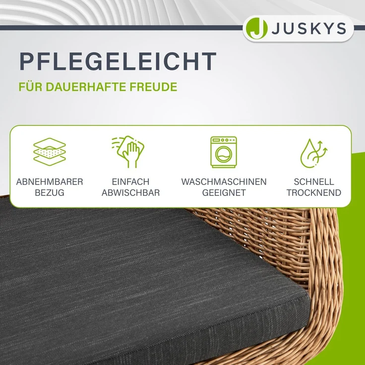 Juskys Rattan Korbsessel Cody 2er Set mit Kissen - Indoor & Outdoor Rattanstühle - Korbstuhl bis 100 kg belastbar - Korbstühle modern - Stühle Natur – Bild 8