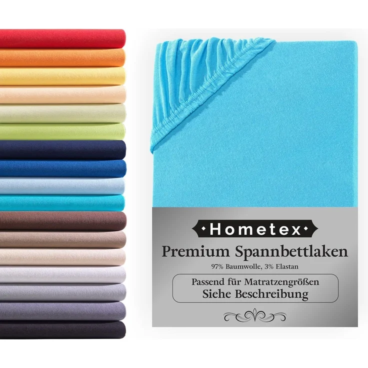 Hometex Premium Textiles Spannbettlaken Premium Boxspringbett Spannbetttuch ideal für Wasserbett und Matratzen, Jersey, Gummizug: Rundumgummizug, Spannbettlaken Premium Qualität 190 g/m², Gekämmte Baumwolle