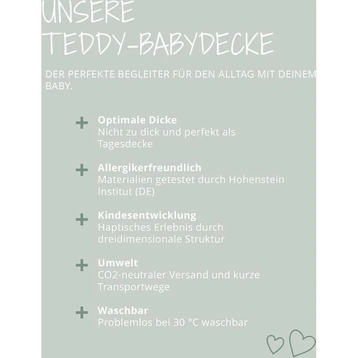 ULLENBOOM Babydecke für den Winter, 70x100 cm, Rosa (Made in EU) - Aus Baumwolle & flauschigem Teddy Fleece (OEKO-TEX Standard), ideal als Neugeborenen Deckchen, Kinderwagendecke oder Kuscheldecke – Bild 5