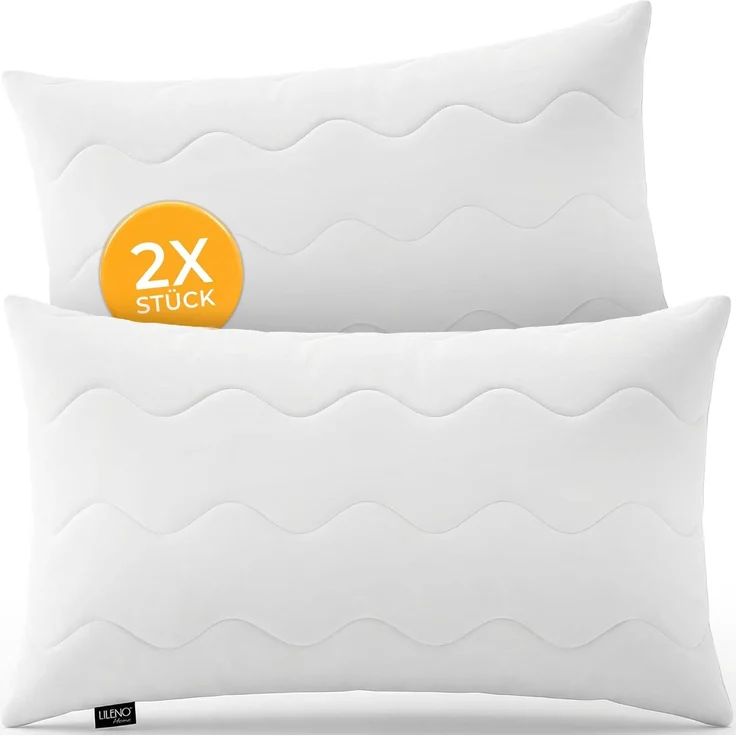 LILENO HOME Kopfkissen 40x90 cm [2er Set] als Kissen-Füllung - Bett oder Deko Kissen mit Reißverschluss zum Anpassen - Waschbar bis 95° - Sofa-Kissen & Zierkissen für Couch/Bett