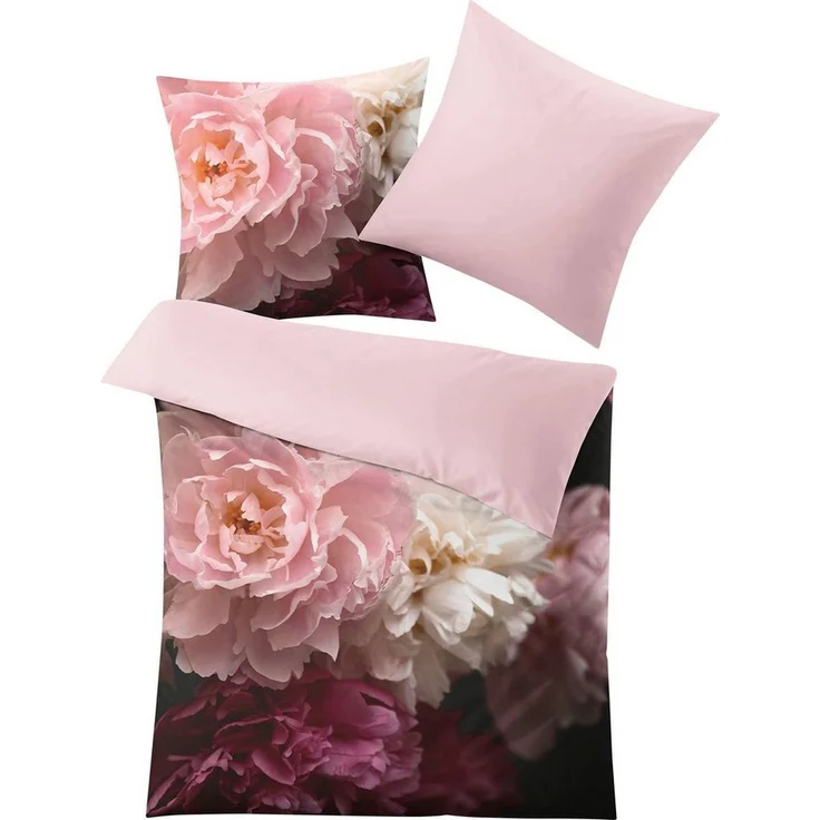 Kleine Wolke Bettwäsche Rosemarie in Gr. 135x200 oder 155x220 cm, Mako-Satin, 2 teilig, Bettwäsche aus Baumwolle, geblümte Bettwäsche mit Reißverschluss – Bild 4